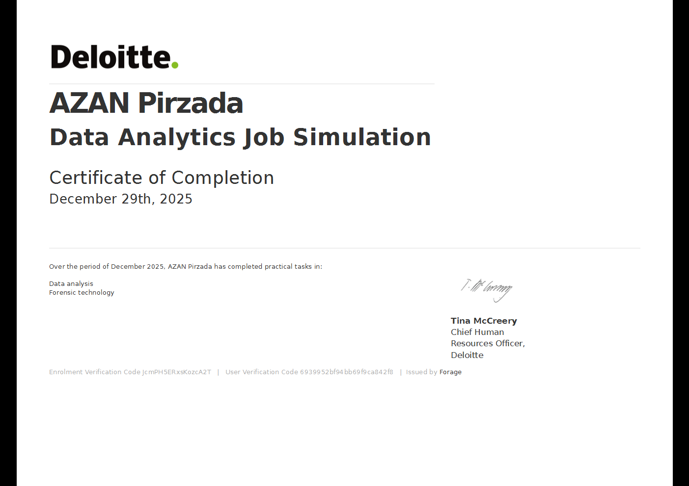 Deloitte Certificate